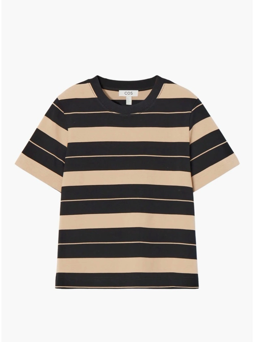 COS women’s clean cut stripe tee in black and beige